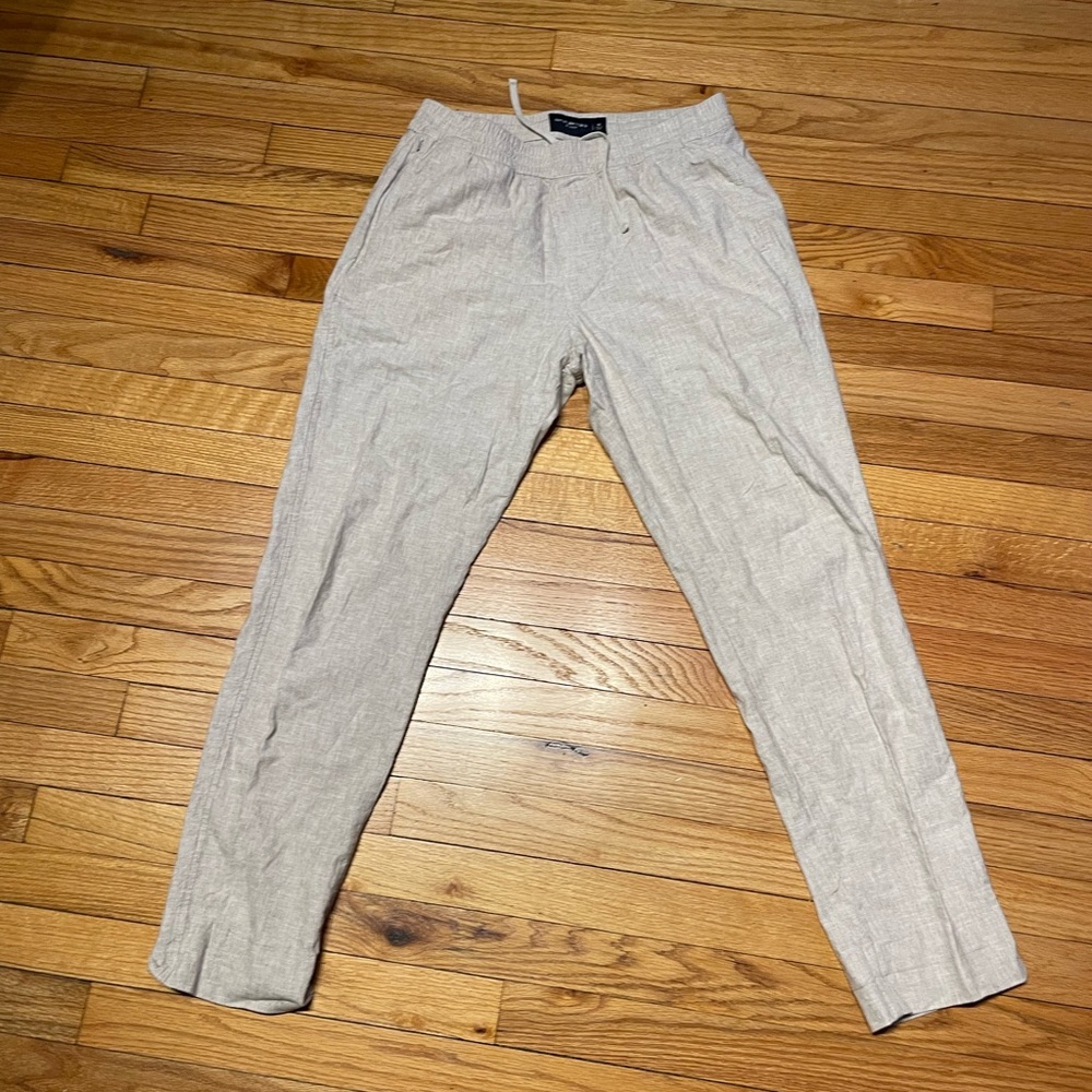 NWOT Linen Cotton Skinny jogger Trousers Drawstring minimalist chinos coastal